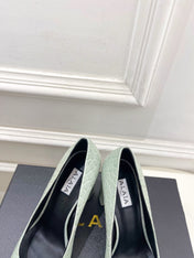 ALAIA 26S HIGH HEELS 95 MM IN SAGE GREEN CROCODILE-EMBOSSED CALFSKIN