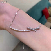 RUBAN BOW IN 18K WHITE GOLD PLATING DIAMOND NECKLACE