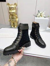BALMAIN 26S BOOTS IN BLACK CALFSKIN AND SUEDE