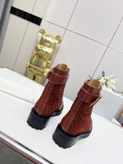 BALMAIN 26S BOOTS IN RUST BROWN CALFSKIN AND SUEDE