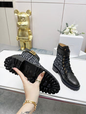 BALMAIN 26S BOOTS IN BLACK CALFSKIN AND WOOL
