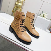 BALMAIN 26S BOOTS IN LIGHT BROWN CALFSKIN AND SUEDE