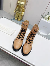 BALMAIN 26S BOOTS IN LIGHT BROWN CALFSKIN AND SUEDE