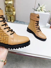 BALMAIN 26S BOOTS IN LIGHT BROWN CALFSKIN AND SUEDE