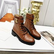 BALMAIN 26S BOOTS IN BROWN CALFSKIN