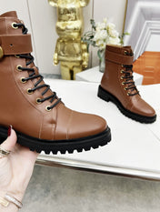BALMAIN 26S BOOTS IN BROWN CALFSKIN