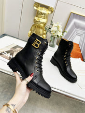 BALMAIN 26S BOOTS IN BLACK CALFSKIN