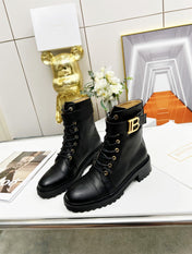 BALMAIN 26S BOOTS IN BLACK CALFSKIN
