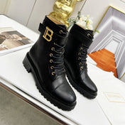 BALMAIN 26S BOOTS IN BLACK CALFSKIN