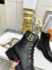 BALMAIN 26S BOOTS IN BLACK CALFSKIN