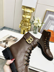 BALMAIN 26S BOOTS IN DARK BROWN CALFSKIN