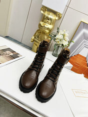 BALMAIN 26S BOOTS IN DARK BROWN CALFSKIN
