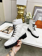 BALMAIN 26S COMBAT BOOTS IN WHITE CALFSKIN