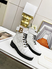 BALMAIN 26S COMBAT BOOTS IN WHITE CALFSKIN