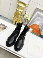 BALMAIN 26S COMBAT BOOTS IN BLACK CALFSKIN