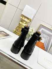 BALMAIN 26S COMBAT BOOTS IN BLACK CALFSKIN