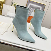 BALMAIN 26S BOOTS 95 MM IN LIGHT BLUE DENIM