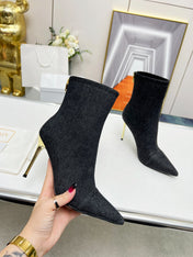 BALMAIN 26S BOOTS 95 MM IN BLACK DENIM