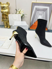 BALMAIN 26S BOOTS 95 MM IN BLACK DENIM