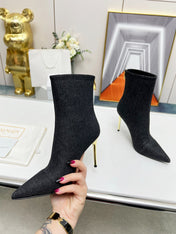 BALMAIN 26S BOOTS 95 MM IN BLACK DENIM