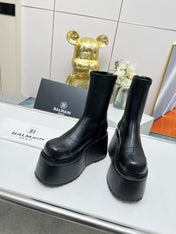 BALMAIN 26S PLATFORM BOOTS 100 MM IN BLACK CALFSKIN