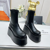 BALMAIN 26S PLATFORM BOOTS 100 MM IN BLACK CALFSKIN