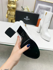 BALMAIN 26S BOOTS 135 MM IN WHITE CALFSKIN