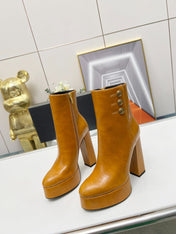 BALMAIN 26S BOOTS 135 MM IN BROWN CALFSKIN
