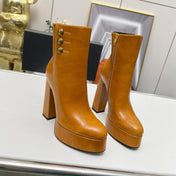 BALMAIN 26S BOOTS 135 MM IN BROWN CALFSKIN
