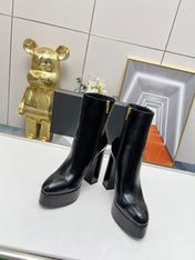 BALMAIN 26S BOOTS 135 MM IN BLACK CALFSKIN