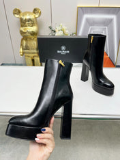 BALMAIN 26S BOOTS 135 MM IN BLACK CALFSKIN