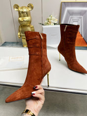 BALMAIN 26S HIGH-HEEL BOOTS 95 MM IN BROWN SUEDE
