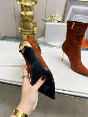 BALMAIN 26S HIGH-HEEL BOOTS 95 MM IN BROWN SUEDE