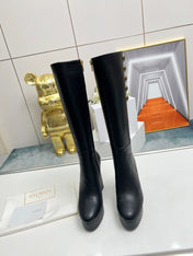 BALMAIN 26S HIGH BOOTS 115 MM IN BLACK CALFSKIN