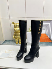 BALMAIN 26S HIGH BOOTS 115 MM IN BLACK CALFSKIN