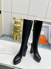 BALMAIN 26S HIGH BOOTS 115 MM IN BLACK CALFSKIN