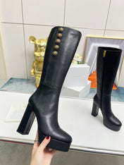 BALMAIN 26S HIGH BOOTS 115 MM IN BLACK CALFSKIN