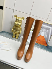 BALMAIN 26S HIGH BOOTS 115 MM IN BROWN CALFSKIN