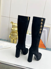 BALMAIN 26S HIGH BOOTS 115 MM IN BLACK SUEDE