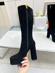 BALMAIN 26S HIGH BOOTS 115 MM IN BLACK SUEDE