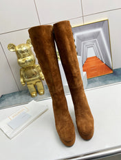 BALMAIN 26S HIGH BOOTS 115 MM IN BROWN SUEDE