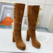 BALMAIN 26S HIGH BOOTS 115 MM IN BROWN SUEDE