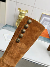 BALMAIN 26S HIGH BOOTS 115 MM IN BROWN SUEDE