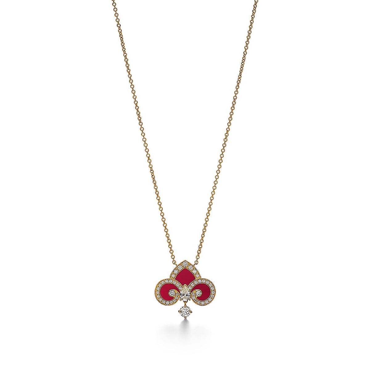 FLEUR DE LIS PINK GOLD DIAMOND NECKLACE