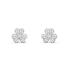 FRIVOLE SILVER FLOWER DIAMOND EARRINGS