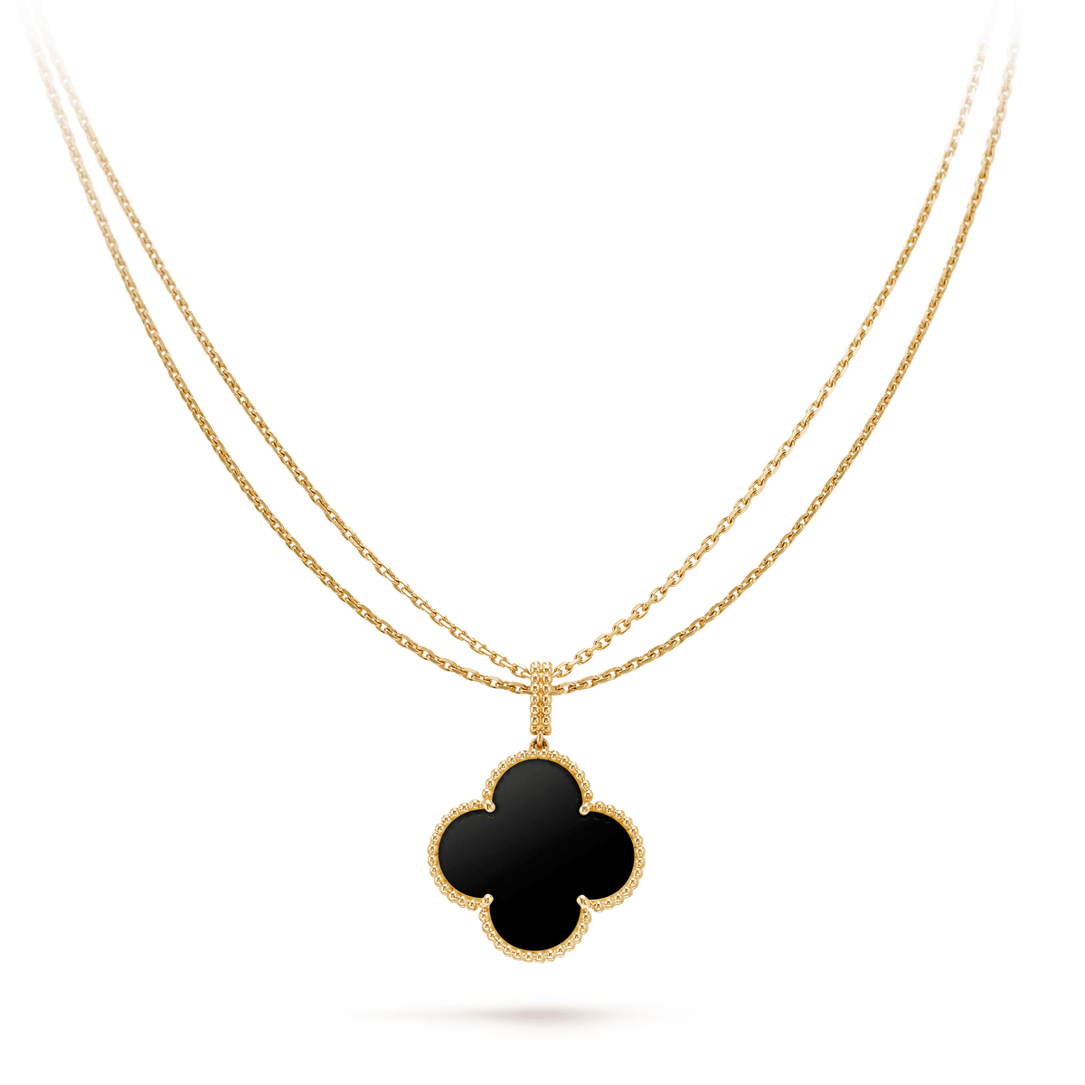 CLOVER GOLD ONYX BIG CLOVER NECKLACE