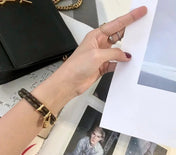 LV LOCK LEATHER GOLD BRACELET