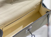 HM KELLY MINI 20 WHITE GLACIER GRAY EPSOM SILVER HARDWARE