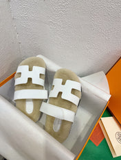 Chypre Sandal White shearling insole White goatskin lining